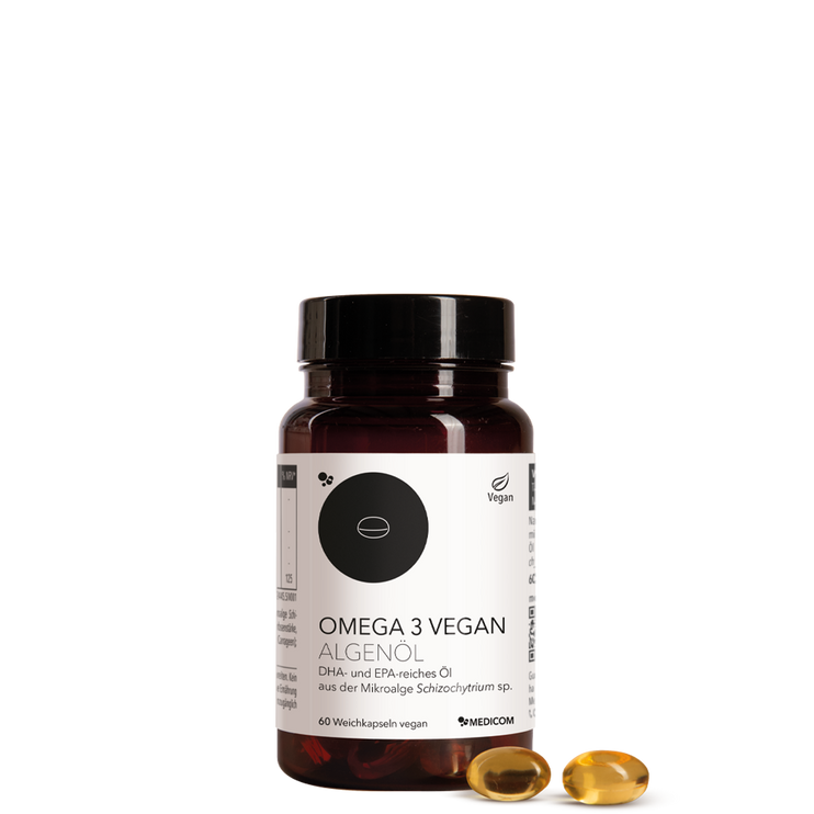 Die Produktdose von Omega 3 Vegan Algenöl von Medicom