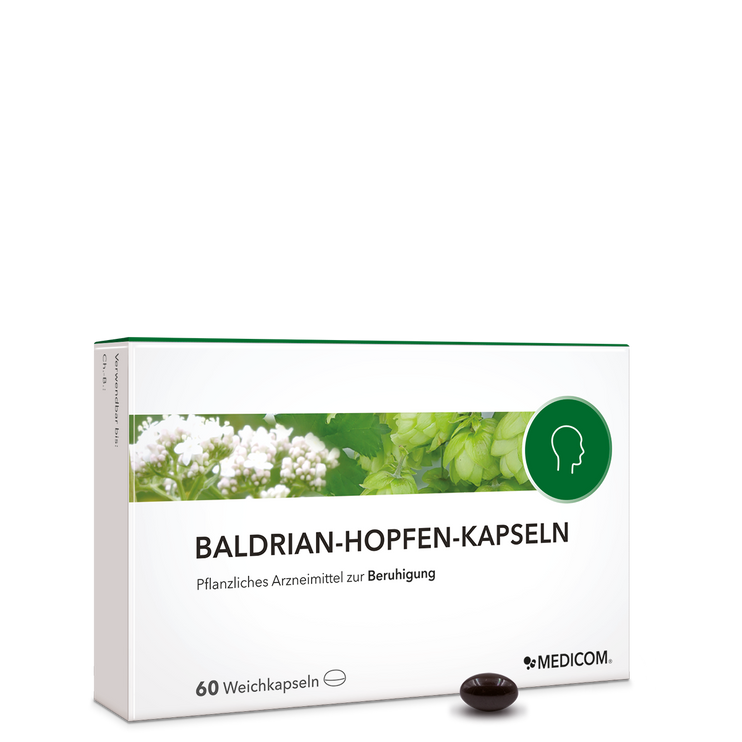 Die Packung von Baldrian-Hopfen- Kapseln von Medicom