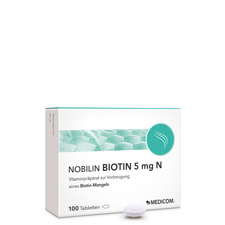 Nobilin Biotin 5 mg N – die Vorderseite der Produktpackung