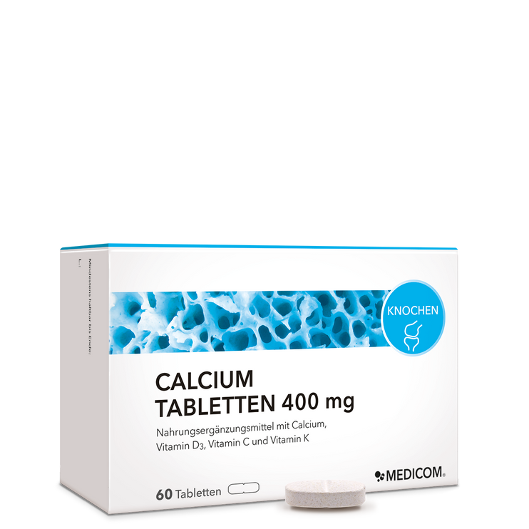 Die Packung von Calcium Tabletten 400 mg