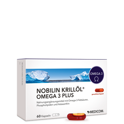 Die Packung von Nobilin Krillöl® Omega 3 Plus