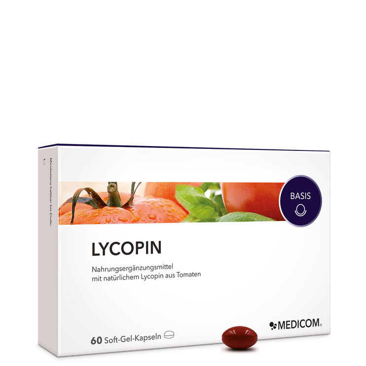 Lycopin – Produkt aus Tomatenextrakt – Vorderansicht der Packung