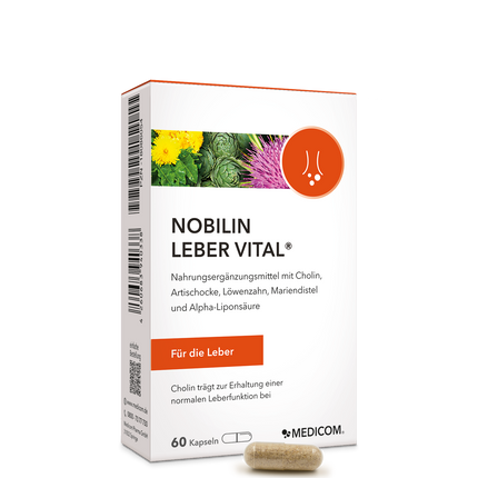 Die Vorderseite der Produktpackung Nobilin Leber Vital®