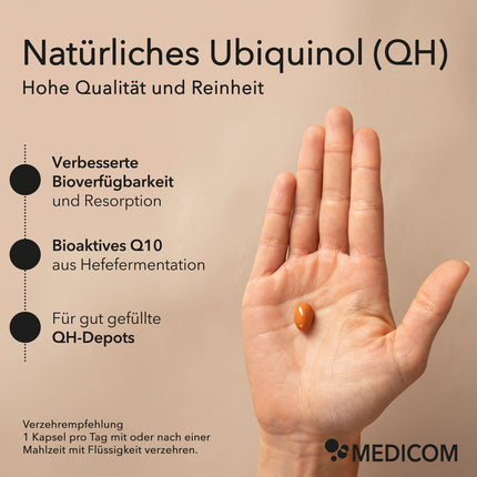 QH Mono 100 mg, Produktvorteile, bioverfügbar, bioaktives Q10 aus Hefefermentation, für gut gefüllte QH-Depots