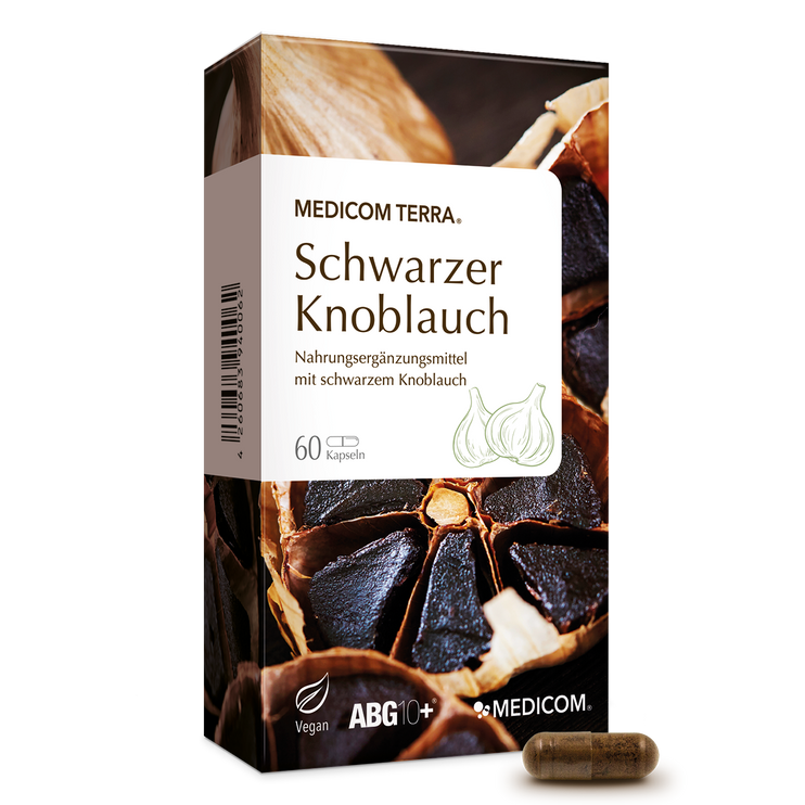 Schwarzer Knoblauch – die Vorderseite der Produktpackung 